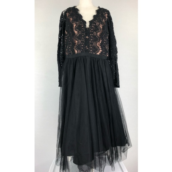city chic rare beauty lace fit & flare dress